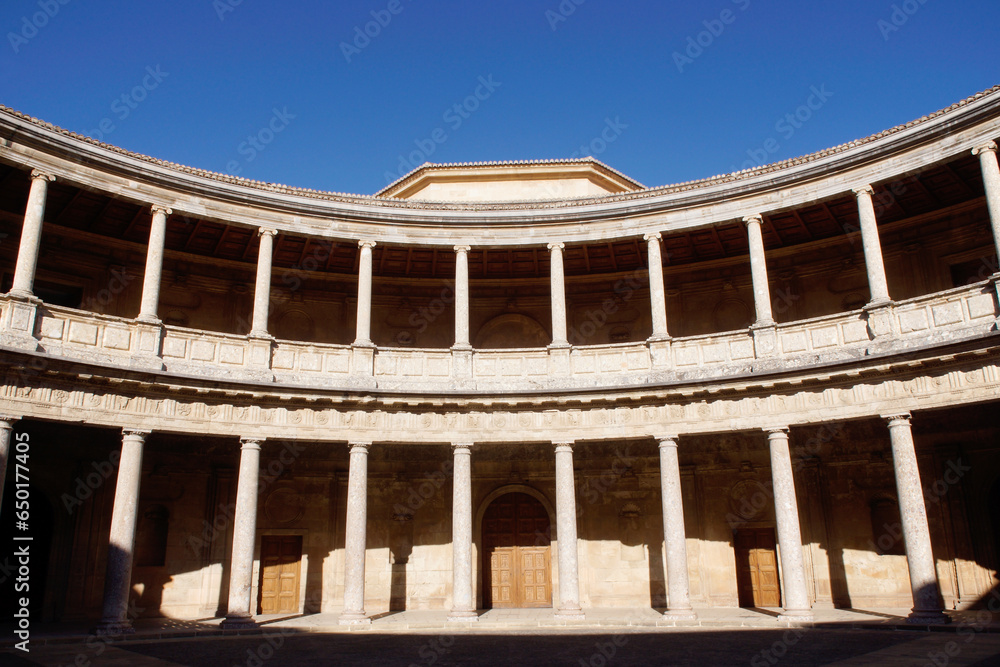 Granada (Spain). Interior of the Palace of Carlos V in the Alhambra of Granada Granada (Spain). Interior of the Palace of Carlos V in the Alhambra of Granada