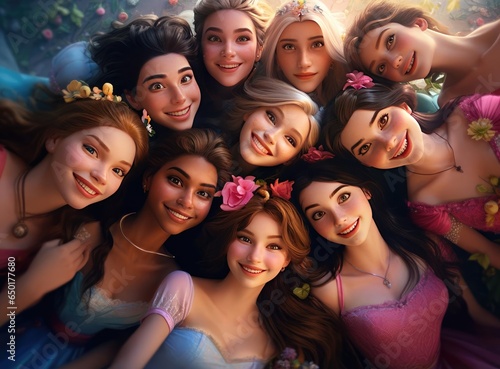 A group of princesses smiling © cherezoff