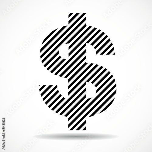 Dollar sign with lines isolated on white background. Vector illustration