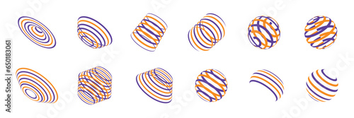 Geometric 3D Spirals: Set of Modern Vector Ribbon Design Elements