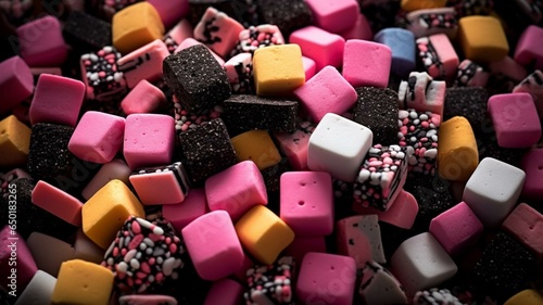 Licorice allsorts lollies background 