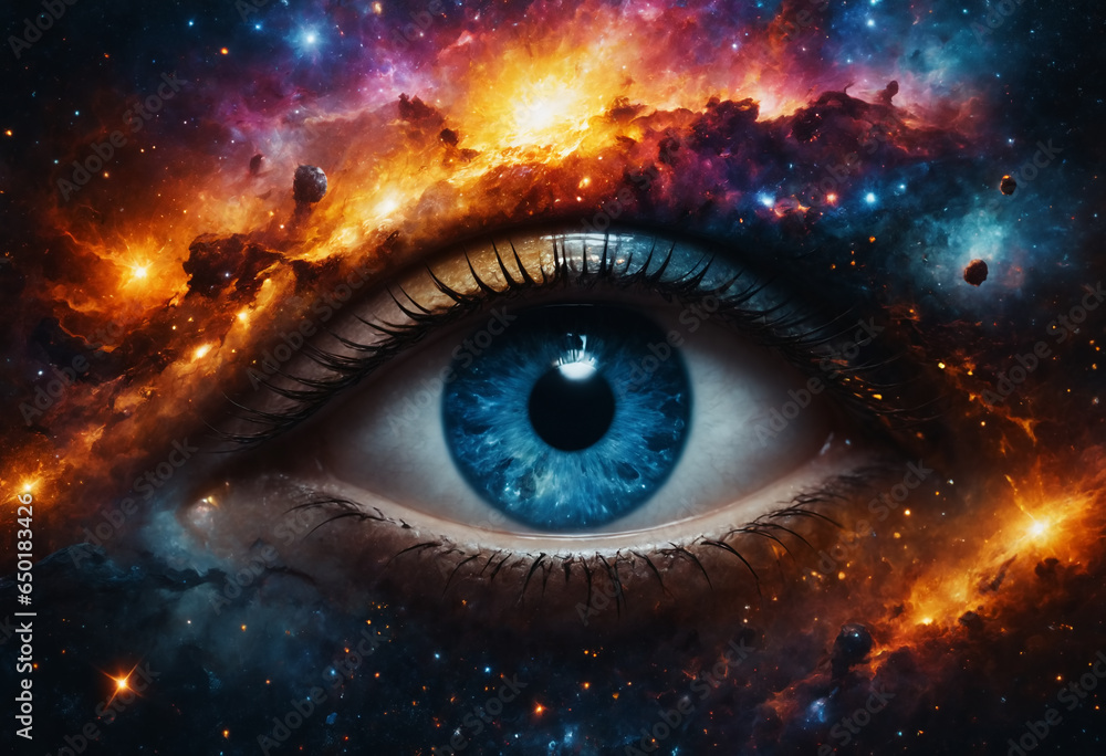 Colorful fanatsy eye in galaxy. Generative AI Colorful fanatsy eye in galaxy. Generative AI