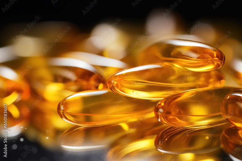 A stack of fish oil capsules, ready for consumption. Ideal for health and wellness content. A stack of fish oil capsules, ready for consumption. Ideal for health and wellness content.