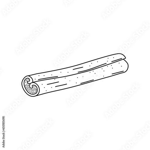 doodle cinnamon icon, hand drawing line art, food vector illustration isolated on white background