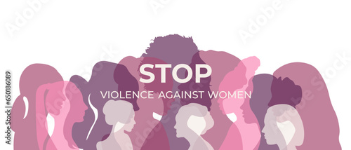 International Day for the Elimination of Violence Against Women.Horizontal banner with silhouettes of women.Vector illustration.
