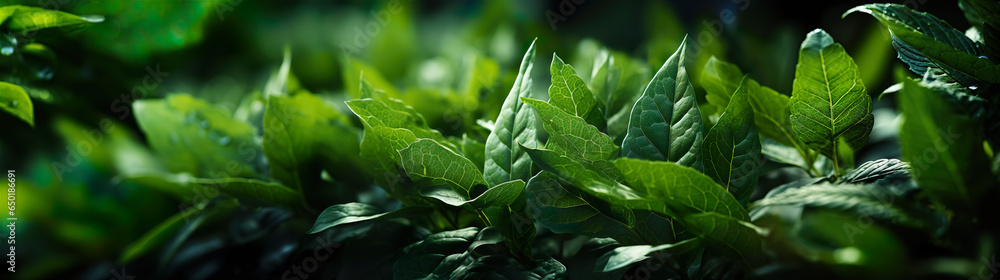 Close-ups of green leaves. Illustration on the theme of plants and nature, climate and ecology. Generative AI Close-ups of green leaves. Illustration on the theme of plants and nature, climate and ecology. Generative AI