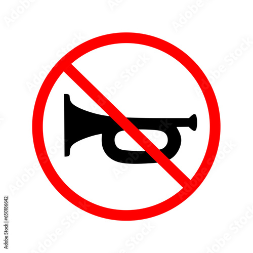 No horn sounding sign. symbol is prohibited from sounding the trumpet