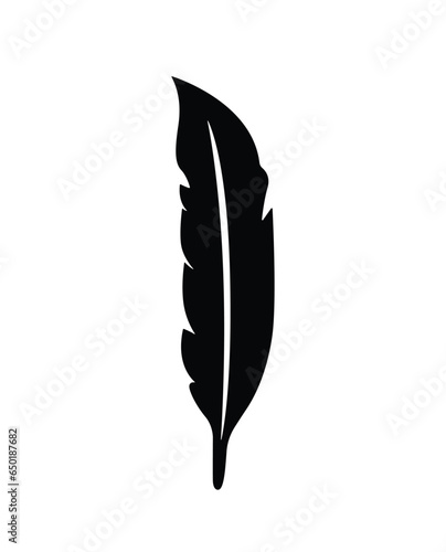 Birds feather silhouette, writing quill flat design