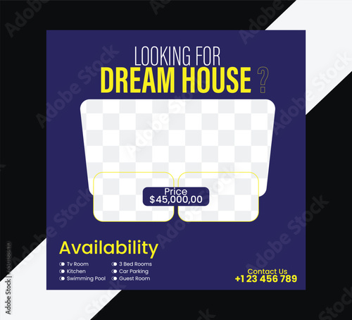 real estate house social media post or square banner template photo