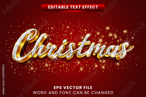 Christmas silver glittery 3d editable text effect