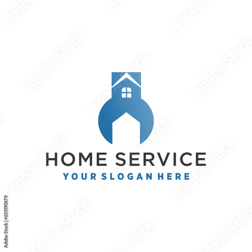 Vector house service logo design with creative unique element premium vector