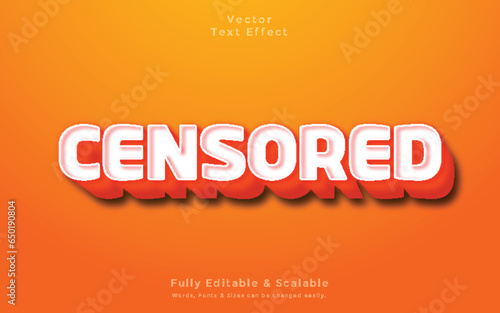 Censored 3d editable text effect vector