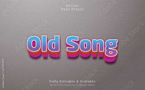 Old Song 3d editable text effect vector