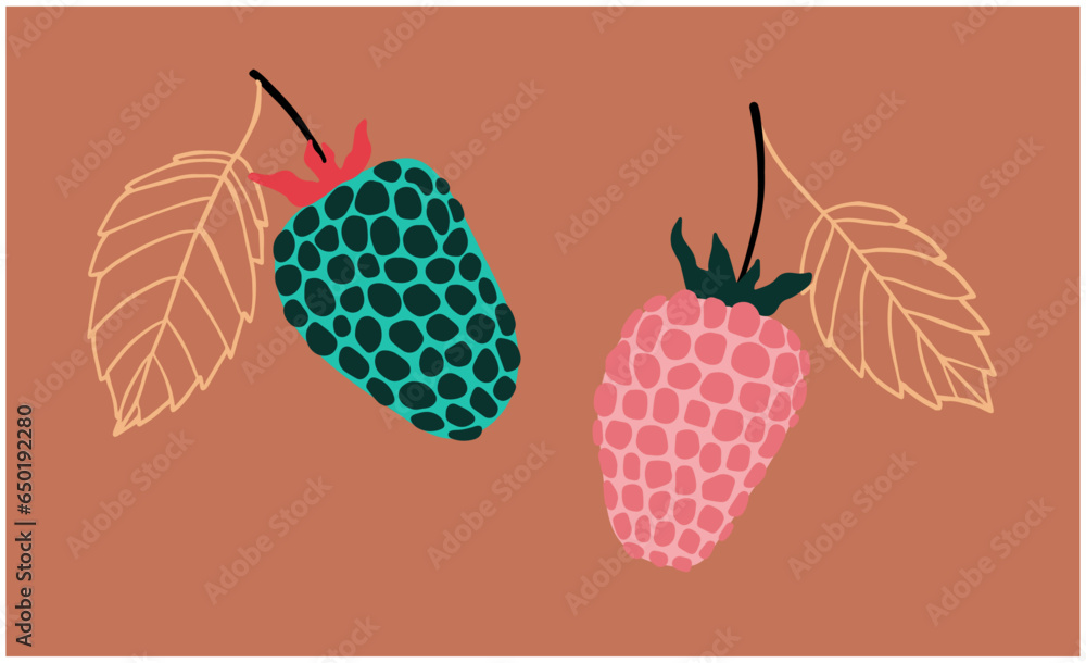 Moderen Raspberry Drawing Vector raspberry illustration in modern editorial hand drawn style. For ...
