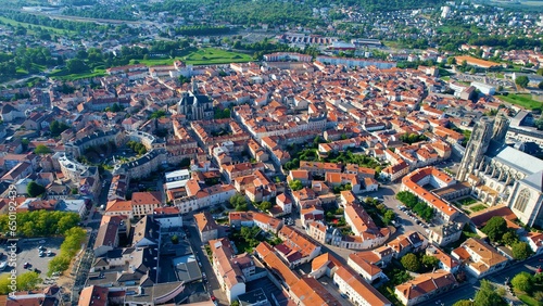 Aerial view around the town Toul in France on a sunny summer day.