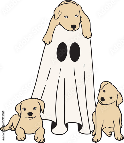 Cute ghost and puppy