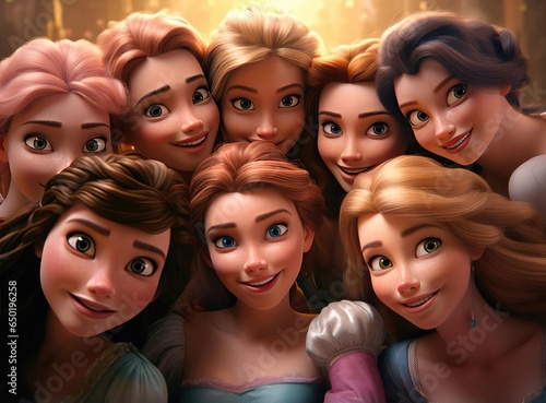 A group of princesses smiling