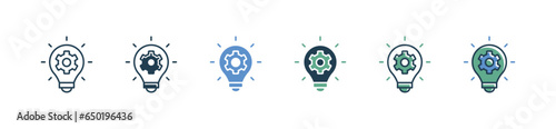 lightbulb idea with gear icon vector business creative inspiration simple thinking symbol solution management illustration