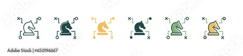chess knight strategy decision business plan icon vector tactical objective problem solving signs illustration for web and app