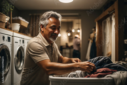 Man doing Laundry at home