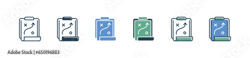 clipboard strategy plan icon vector. simple mission teamwork success marketing solution symbol illustration