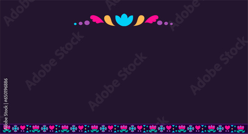 illustration vector for Hispanic heritage month. copy space area with flower ornament pattern on purple background. suitable to place on content with that theme. banner, card, etc