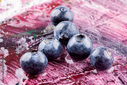 Wet blueberries photo
