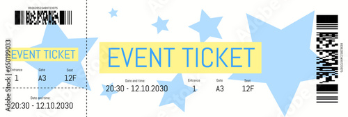 Simple generic event ticket template. Vector mock-up.