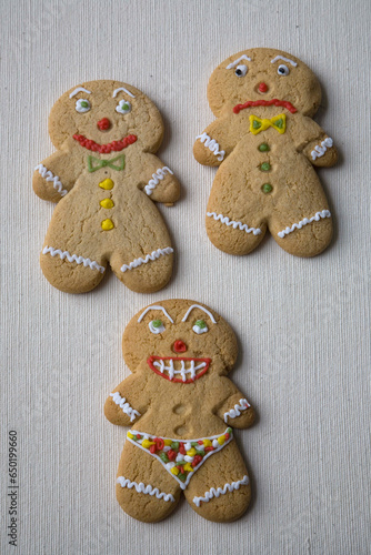 Gingerbread men with different faces photo