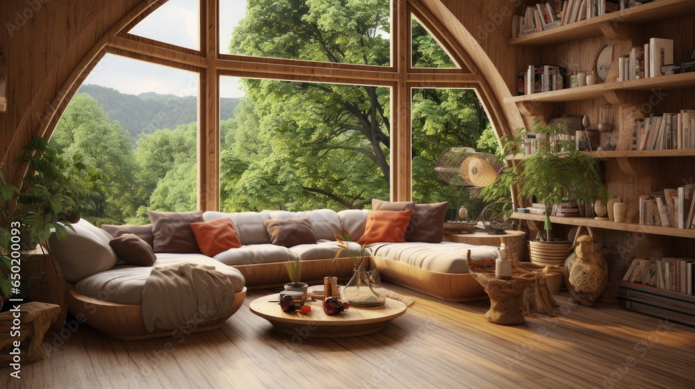 Fototapeta premium Interior of a cozy room in eco style