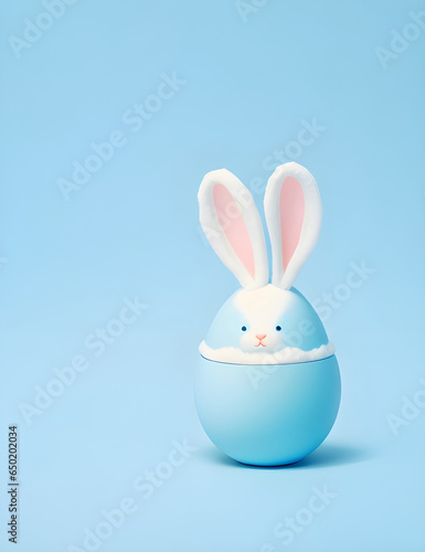Blue Easter egg in the shape of a rabbit. 