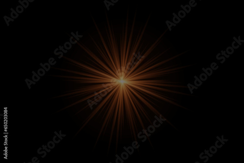 Beautiful golden star on a black background. Glow light effect.
