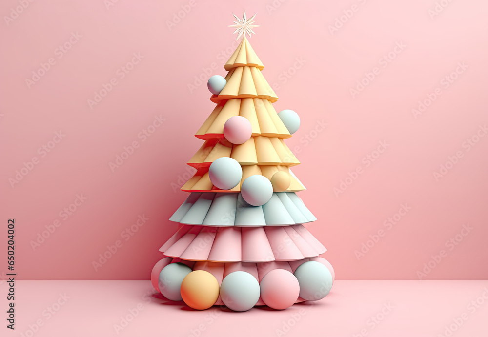 Creative Christmas tree 3D candy pastel background Creative Christmas tree 3D candy pastel background
