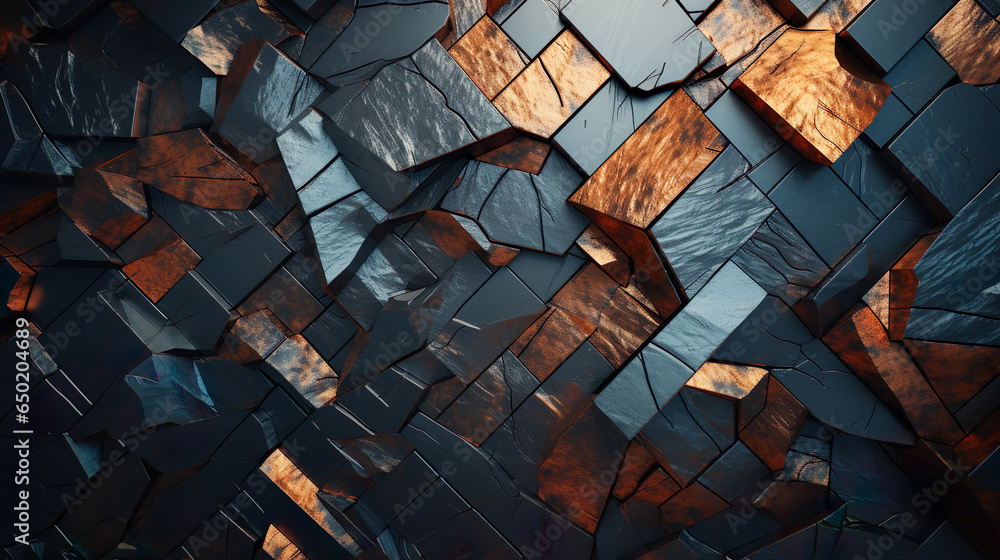Steel and copper with rust texture with nice structure as graphical element, grey, silver and brown| Generative AI - obrazy, fototapety, plakaty 