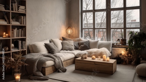 Interior of a cozy room in Scandinavian style