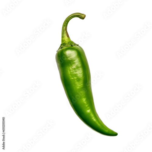 Green chili isolated on transparent background, Generative ai