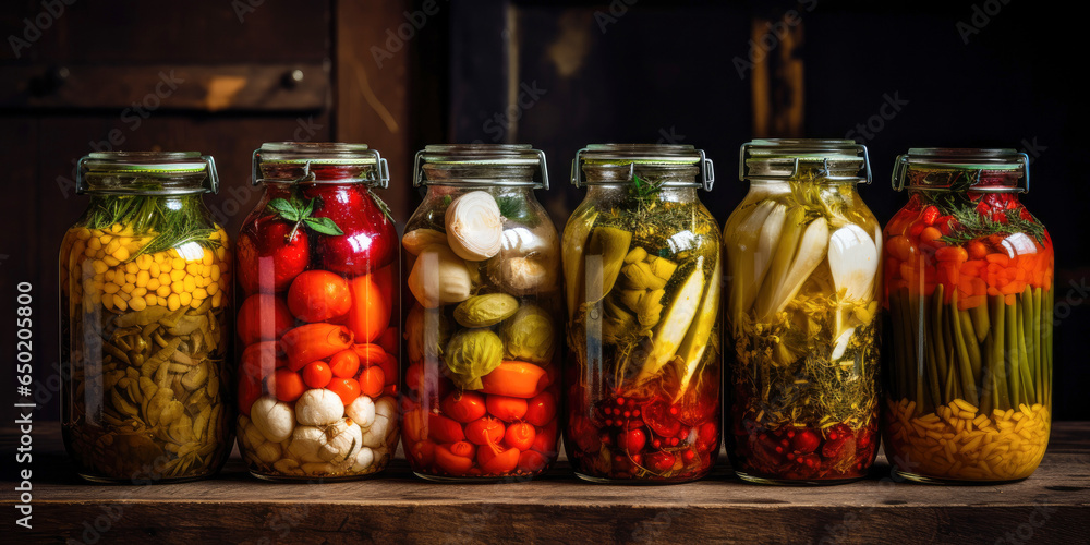 Fermented vegetables in jars Fermented vegetables in jars