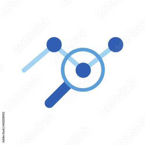 Flat Design Style Data analysis icon. infographic analytic graph report and Magnifier for financial analysis. Magnifying glass analyzing data. vector illustration design