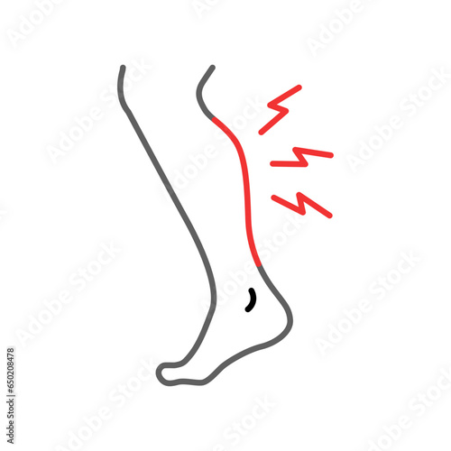 Shin hurts icon. Body pain concept, Shin pain sign. eg injured in shin area icon in outline style for mobile concept and web. editable stroke vector illustration design