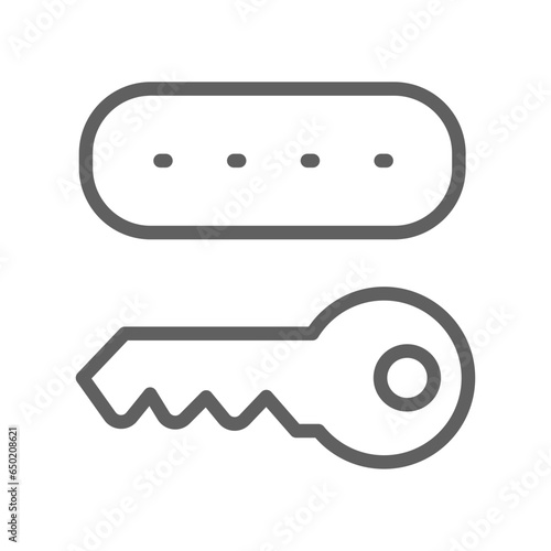 Key token line icon. authentication software device, Cryptosystem security token with Password. lock and key icon. Editable stroke vector illustration design