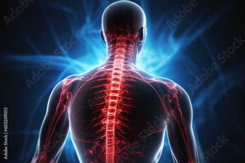 Man Low Back Pain From Osteoporosis And Osteoarthritis. Details of backbone and back pains.