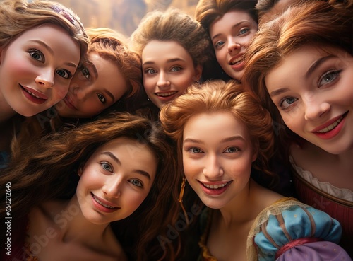 A group of princesses smiling