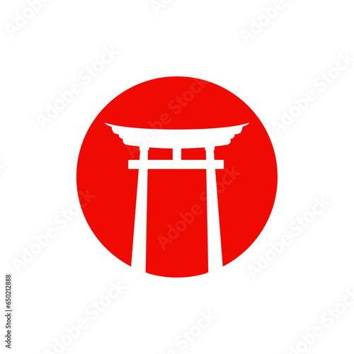 historical torii gate japanese logo. sunset torii gate icon logo vector illustration. japanese history monument