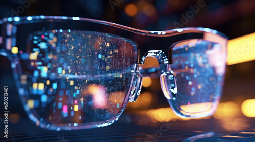 Close-up of a line of code reflecting in their glasses © didiksaputra