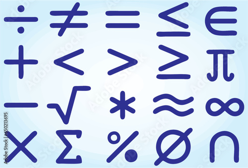 Math symbols, mathematics icon set. Easy to change color or size. eps 10.