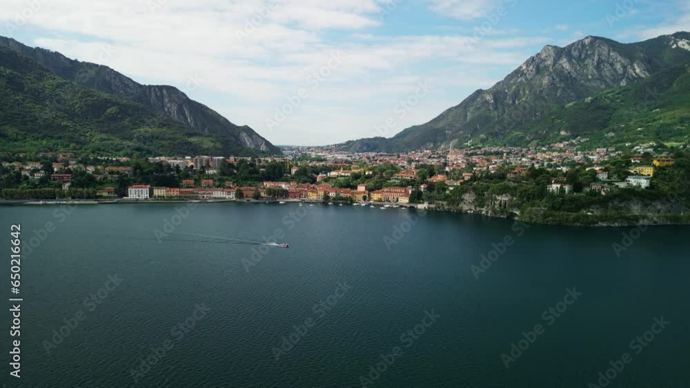 Boat navigating calm lake