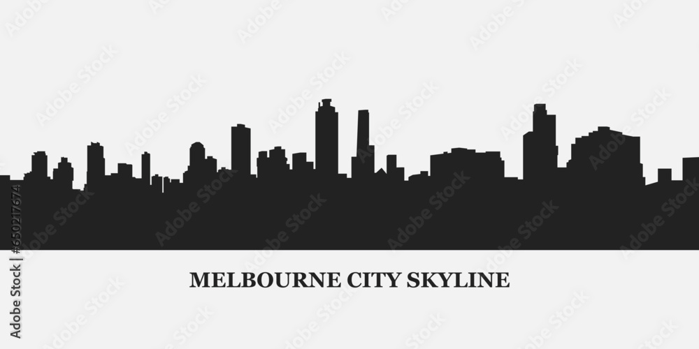 Melbourne City skyline silhouette, australia cityscape design building