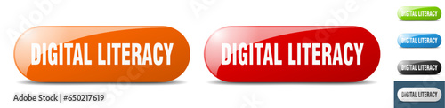 digital literacy button. key. sign. push button set