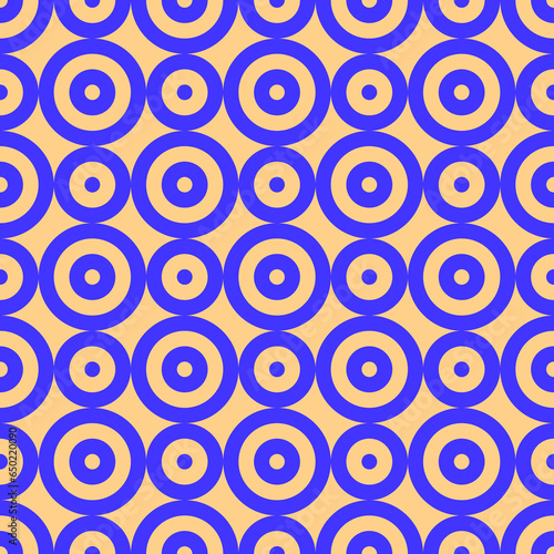 Circles pattern. Hoops seamless ornament. Dot motif. Circular figures backdrop. Rounds background. Rings wallpaper. Digital paper, textile print, web design, abstract image. Vector illustration.
