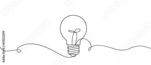  single continous one line art idea light bulb . creative solution team work lamp concept vector eps 10